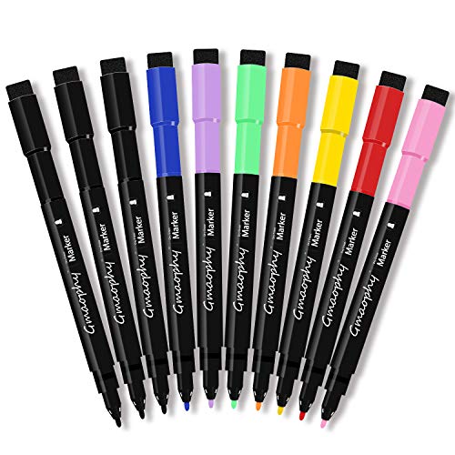Product Cover Magnetic Dry Erase Markers - 10 Pcs 8 Color Fine Tip Whiteboard Markers with Eraser Cap, Low Odor Dry Erase Markers for Glass/Whiteboard/Porcelain/Plastic/School/Office