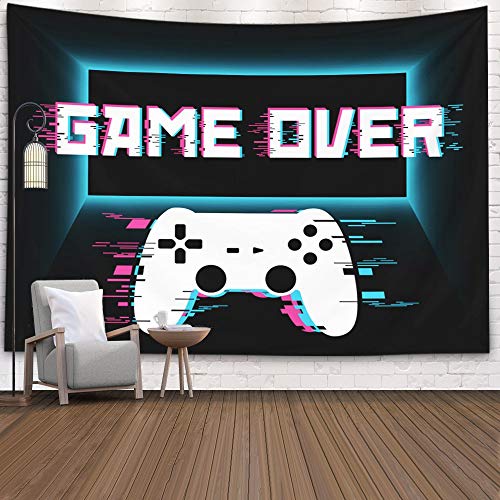 Product Cover Crannel Gaming Wall Tapestry, Conceptual Abstraction Modern Controller Realistic Game Wireless Mockup Tapestry 80x60 Inches Wall Art Tapestries Hanging Dorm Room Living Home Decorative,Black Blue