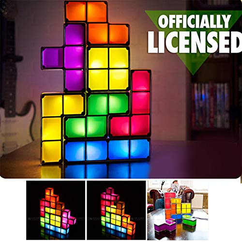 Product Cover Tetris Stackable Toy Light,Puzzles Fun Toy lamp,7 Colors Magic Induction Interlocking Blocks,DIY Tetris Tangram Light,Kids Toy DIY Gift