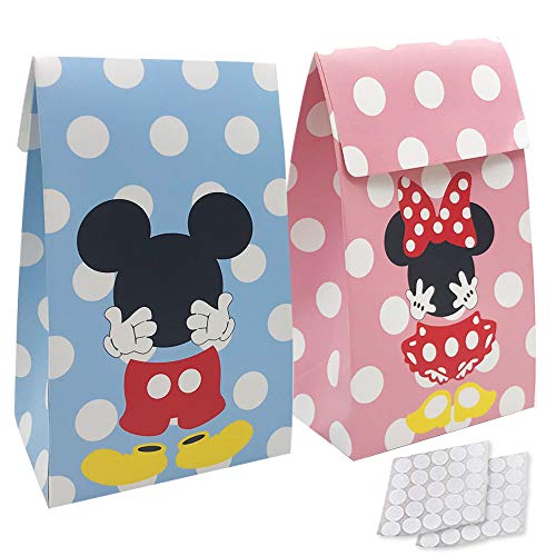 Product Cover 20 Packs Mickey Minnie Paper Candy Favor & Treat Bags for All Parties, Perfect for Birthday Parties, Baby Shower, Weddings and Bridal Showers