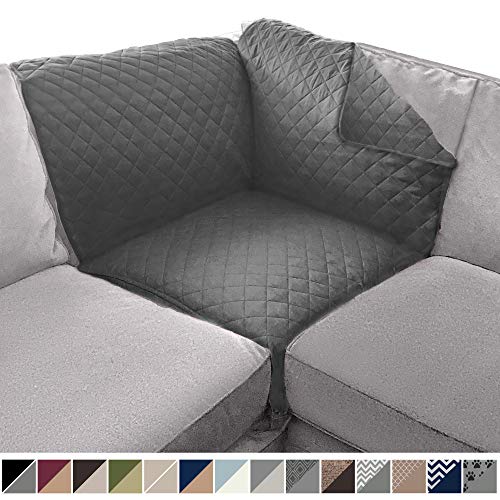 Product Cover Sofa Shield Original Patent Pending Reversible Sofa Corner Sectional Protector, 30x30 Inch, Washable Furniture Protector, 2 Inch Strap, Sectional Corner Slip Cover Throw for Pets, Dogs, Charcoal