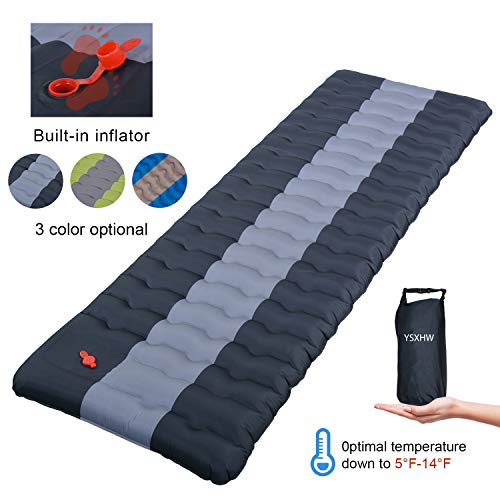 Product Cover YSXHW Self Inflating Camping Pads Thick 4.7 Inch Lightweight Camping Sleeping Pad Ultralight,Compact, Waterproof PVC Inflatable Mat for Tent, Hiking and Backpacking -Black Built in Pump