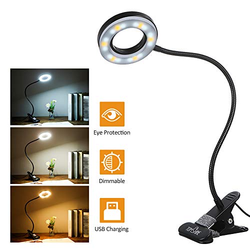 Product Cover Tomshine Book Light, Metal Clip on Light with 3 Colors, 10-Level Brightness Reading Lamp with Clip for Desk, Bed