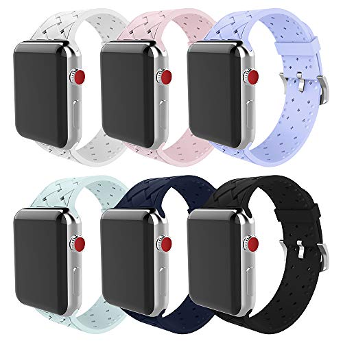 Product Cover BMBMPT Compatible with Apple Watch Band 38mm 40mm Soft Woven Silicone Replacement Band for Apple Watch Series 4 Series 3 Series 2 Series 1 6 Pack (6 Pack -Weave Pattern, for 38mm/40mm Apple Watch)