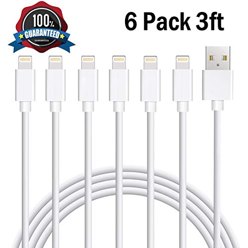Product Cover iPhone Charger, 6Pack 3FT Lightning Cable Sundix iPhone Charger Cable Charging Cord Compatible iPhone Xs MAX XR X 8 8Plus 7 7Plus 6s 6sPlus 6 6Plus SE 5 SE iPad iPod & More (white)