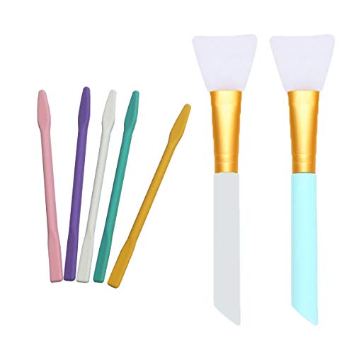 Product Cover Silicone Stir Stick Kit Including 5PCS Silicone Stir Sticks, 2PCS Silicone Epoxy Brushes for Mixing Resin, Paint, Epoxy, Making Glitter Tumblers, DIY Crafts