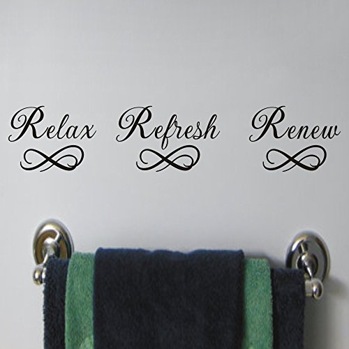 Product Cover MoharWall Relax Refresh Renew Quote Sink Decals Bathroom Vinyl Art Wall Spa Sticker Mirror Décor