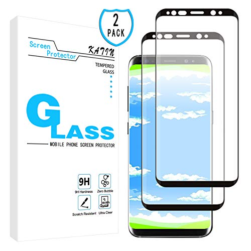 Product Cover KATIN Galaxy S8 Plus Screen Protector - [2-Pack] 3D Curved [Full Max Coverage] Tempered Glass for Samsung Galaxy S8 Plus, Easy to Install, Bubble Free with Lifetime Replacement Warranty