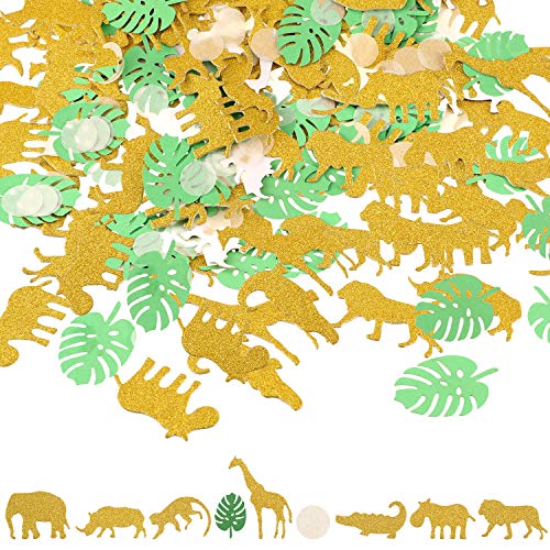 Product Cover 200 Pieces Jungle Animal Confetti Safari Theme Table Confetti Zoo Animal Shape Glitter Confetti for Baby Shower Birthday Party Supplies and Decorations