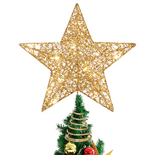 Product Cover STOBOK Christmas Tree Star Topper, Warm Lights Christmas Star for Christmas Tree Ornament Party Decoration (12 Inch, Golden)