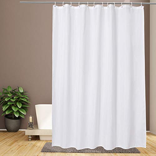 Product Cover EurCross Extra Long Shower Curtain 72 x 84inch, Water-Repellent Weighted Bottom Fabric Solid White Shower Curtain Liner for Bathroom