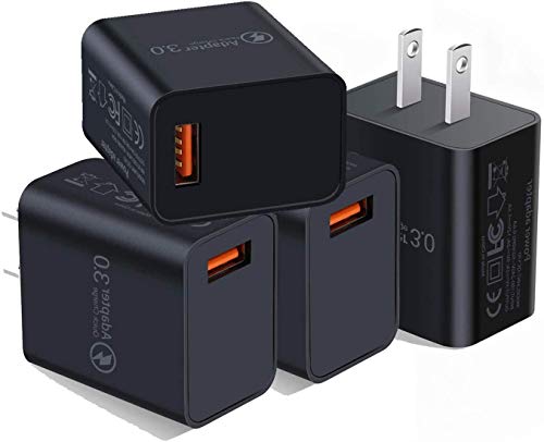Product Cover Quick Charge 3.0 Wall Charger, 4-Pack 18W QC 3.0 USB Charger Adapter Fast Charging Block Compatible Wireless Charger Compatible with Samsung Galaxy S10 S9 S8 Plus S7 S6 Edge Note 9, LG, Kindle, Tablet