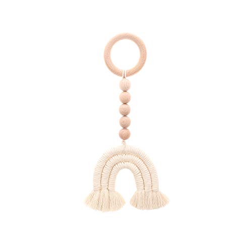 Product Cover Wood Beads Garland with Tassels Beads Farmhouse Rustic Natural Wooden Bead String Wall Hanging for Baby Nursery Room Decor,Wedding Vase Ornament Shower Gift