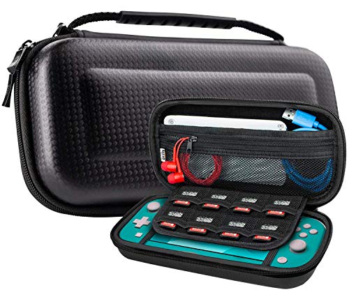Product Cover Orzly Case for Nintendo Switch Lite - Protective Carrying Case with Storage for Switch Lite Games & Accessories [Carbon Fibre Black]