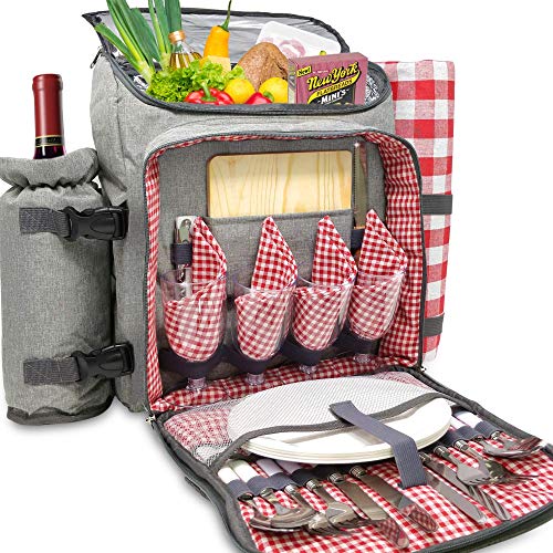 Product Cover Nature Gear XL Picnic Backpack - Classic 4 Person Insulated Design - Waterproof Blanket and Full Cutlery Set (4 Person)