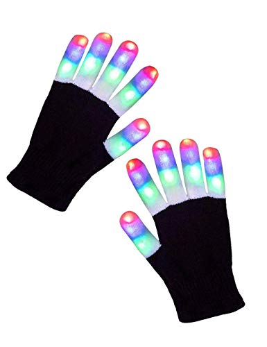 Product Cover LED Gloves Kids Toys Stocking Stuffers Light Up Gloves 3 Colors 6 Modes Gifts for Boys Girls Children with for Kids with Teen Size (Age 8-25) for Halloween Christmas Party Camping Outdoor Games