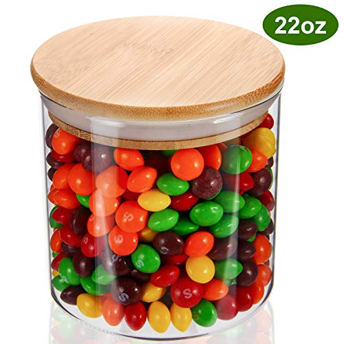 Product Cover YULEER Airtight Food Storage Containers, 22OZ Glass Jars with Lids,Glass Jar for Serving Candy, Cookie, Rice,Food