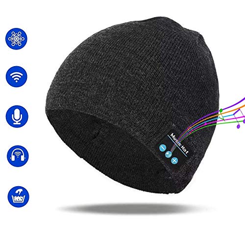 Product Cover Pardecor Wireless Hat Bluetooth Beanie, Knit Music Cap with V5.0 Headphones Headset for Outdoor Running Skiing Camping Hiking, Unique Christmas Tech Gifts for Women Mom Her Men Teens Boys Girls Mens