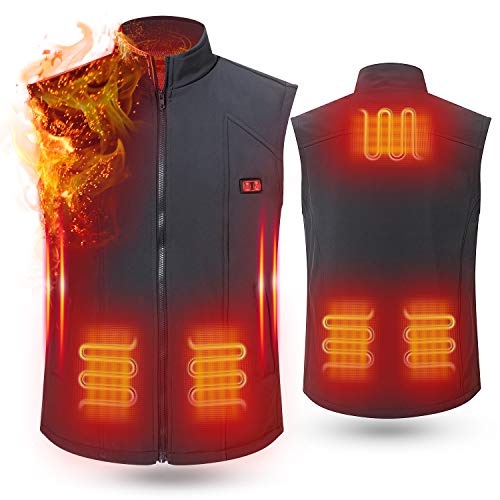 Product Cover rocboc Heated Vest USB Electric Heating Vest Lightweight Waistcoat Washable Size Elastic Adjustment Heated Clothing for Motorcycle Snowmobile Bike Riding Hunting Golf (No Battery)