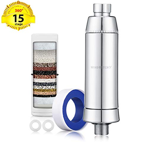 Product Cover MAKHISTORY 15 Stage Shower Filter with 360° Rotatable Joint Contains Vitamin C / KDF55 - High Output Shower Head Filter Removes Chlorine Heavy Metals Impurities Odors Colors for Any Shower Heads