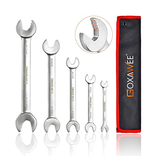 Product Cover Ratchet Wrench Set 6mm-32mm, GOXAWEE 6 in 1 Combination Wrenches Multipurpose CRV Double Open-End Wrench Roll Home Hand Tool with Bag - 5Pcs Metric Size
