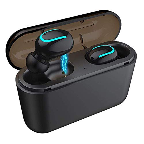 Product Cover True Wireless Earbuds 3D Stereo Hi-Fi Sound Bluetooth Earbuds IPX5 Waterproof 120H Playtime Bluetooth 5.0 Built-in Mic and Magnetic Inductive Charging Case (BT-Black-2)