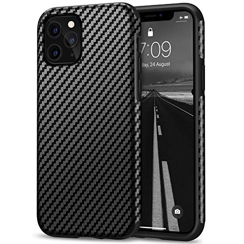 Product Cover Tasikar Compatible with iPhone 11 Pro Case Carbon Fiber Leather Design with TPU Bumper Premium Hybrid Case (Black)