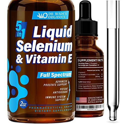 Product Cover Selenium 200mcg Supplement - Excellent for Thyroid, Prostate & Heart Health - Pure Selenium Organic Drops with Vitamin E - Made in USA - Powerful Antioxidant & Immune Support - Superior Absorption