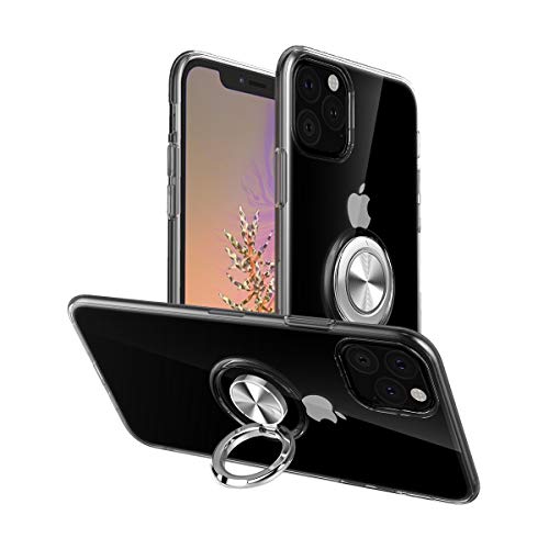 Product Cover mgACC Clear Slim Case for iPhone 11 Pro Max,with 360 Rotating Ring Grip Holder Kickstand(with Magnetic Back),Cover with Shockproof Protective for Soft TPU iPhone 6.5 Inch(2019)/Transparent