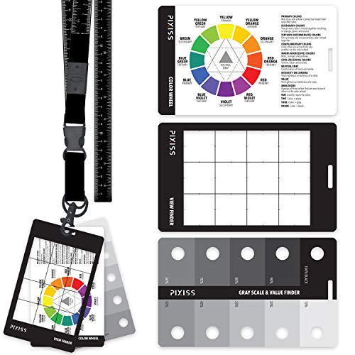 Product Cover Grey Scale Value Finder, Color Wheel, Artists View Catcher Finder Viewfinder on Lanyard with Measuring Tape Tools for Artists Drawing