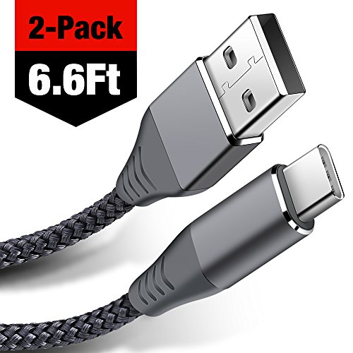 Product Cover USB Type C Cable,Capshi 6.6ft [2Pack] USB A to Type C Fast Charger Nylon Braided Cord Compatible with Samsung Galaxy S10 S9 S8 Note 10,Moto Z,LG V20 G5,Google Pixel 2XL,and Other USB C Devices (Grey)