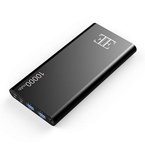 Product Cover Eui External Battery,2 USB Outputs Portable Charger Power Bank with Type C Input,Aluminum Shell, Intelligent Charging Tech for iPhone, iPad and Android Devices.(Black, 10000mAh)