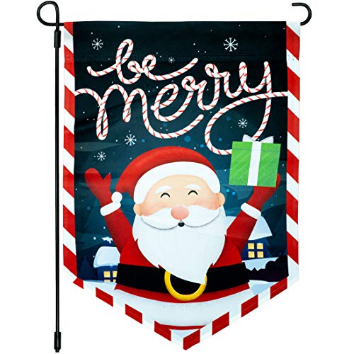 Product Cover Joyousa Christmas Garden Flag - 12x18 Christmas Flag Outdoor - Weather Resistant - Artist Rendered Xmas Christmas Garden Flags Double Sided - Winter Yard Decorations Holiday Banners Outdoor