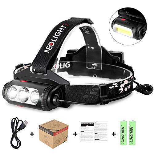 Product Cover Headlamp Flashlight 8 Lighting Modes COB LED Headlight, USB Rechargeable Waterproof Head Lamp with Red Light,Running Camping Hiking Head Lamp for Adults