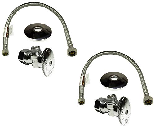 Product Cover Complete Set 1/2 in. NOM Inlet x 3/8 in. OD Compression Outlet Angle Shut Off Valve + Escutcheon Plate + 20