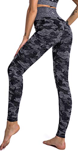 Product Cover RUNNING GIRL Camo Leggings Gym Scrunch Butt Seamless High Waisted Tummy Control Stretch Workout Yoga Pants for Women