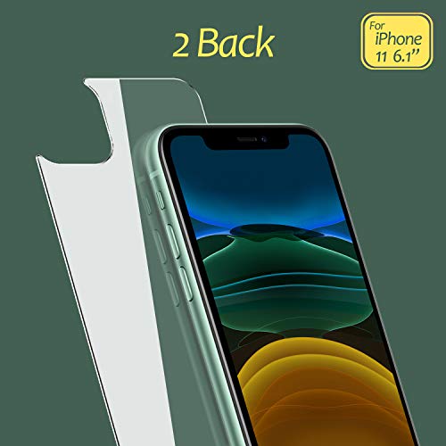 Product Cover JingooBon Back Screen Protector Compatible with iPhone 11 [2-Pack], Rear Tempered Glass [Haptic Touch] Temper Glass Film Anti-Fingerprint/Scratch Compatible with iPhone11 (6.1 inch)