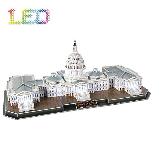 Product Cover CubicFun 3D Puzzle U.S. Capitol Washington LED Architecture Gift Lighting Building Model Kits Toys for Adults, 150 Pieces