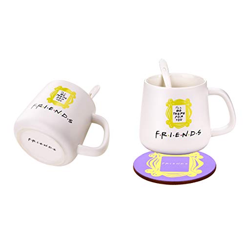 Product Cover Peephole Yellow Frame Coffee Cup &Mugs Milk Cup Monica's Door Frame 1Cup + 1 Spoon + 1 Coaster Great Present for Fan!Ready to Hang.