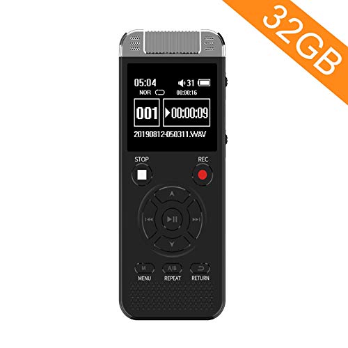 Product Cover 32GB Digital Voice Recorder, Homder Voice Activated Recorder for Lectures Meetings Class, 1536kbps Stereo HD-Audio Recording Device with Playback - Rechargeable Dictaphone - Black