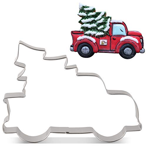 Product Cover LILIAO Pickup Truck with Christmas Tree Cookie Cutter - 4.9 x 3.6 inches - Stainless Steel