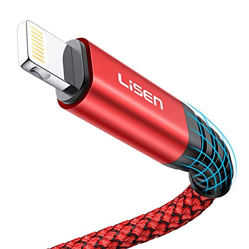 Product Cover 2-Pack LISEN iPhone Charger Cable 6ft, Apple MFi Certified Lightning Cable, Nylon Braided USB Fast Charging Cord Compatible with iPhone X/Xs Max/XR / 8/8 Plus / 7/7 Plus iPad, Red