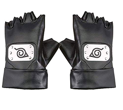 Product Cover gzdssmb Cosplay Gloves Hatake Kakashi Ninja Cosplay Accessories(Black), Medium