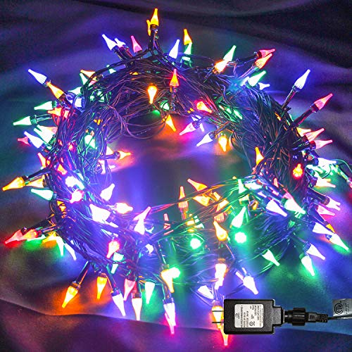 Product Cover Twinkle Star Outdoor String Lights Christmas Lights 200 LED 66ft Mini Green Wire Fairy Lights with 8 Lighting Modes, Christmas Tree Garden Wreath Party Wedding Indoor Decorations, Multicolor