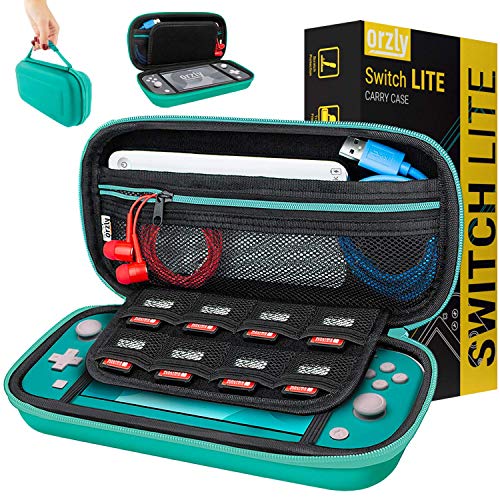 Product Cover Orzly Case for Nintendo Switch Lite - Portable Travel Carry Case with storage for Switch Lite Games & Accessories [Turquoise Blue Edition]