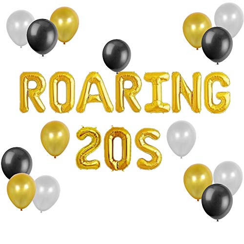 Product Cover JeVenis Roaring 20s Balloons Great Gatsby Birthday Decor 20th Birthday Party Balloons 20 Anniversary Decorations Roaring 20s Flapper Party Roaring Twenties Birthday Balloon