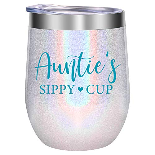 Product Cover Aunt Gifts - Funny Valentines Day, Baby Announcement, Birthday Wine Gifts Ideas for Aunts, Sister - Best Aunt Ever, Great Aunt Gifts from Niece, Nephew - GSPY Auntie's Sippy Cup, Aunt Mug Wine Tumbler
