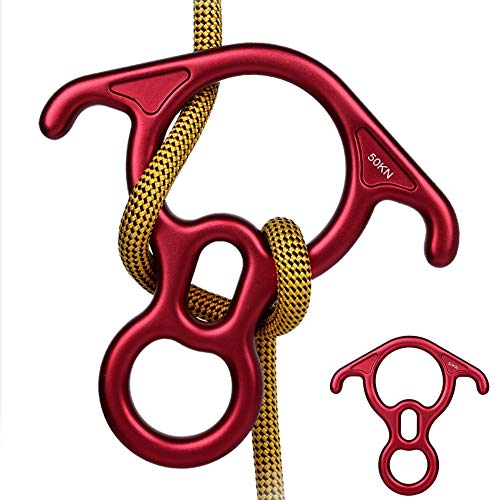 Product Cover 50KN Rescue Figure, 8 Descender Large Bent-Ear Belaying and Rappelling Gear Belay Device Climbing for Rock Climbing Peak Rescue 7075 Aluminum Alloy