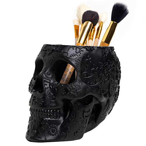 Product Cover Skull Makeup Brush Holder Extra Large, Strong Resin Extra Large By The Wine Savant