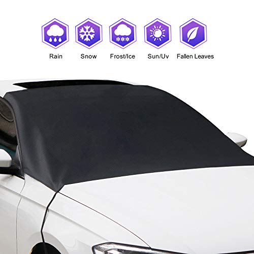 Product Cover Amayrose Car Windshield Snow Cover, Magnetic Edges Car Snow Cover, Frost Guard Protector, Ice Cover, Car Windshield Sun Shade, Waterproof Windshield Protector for Car/Truck/SUV